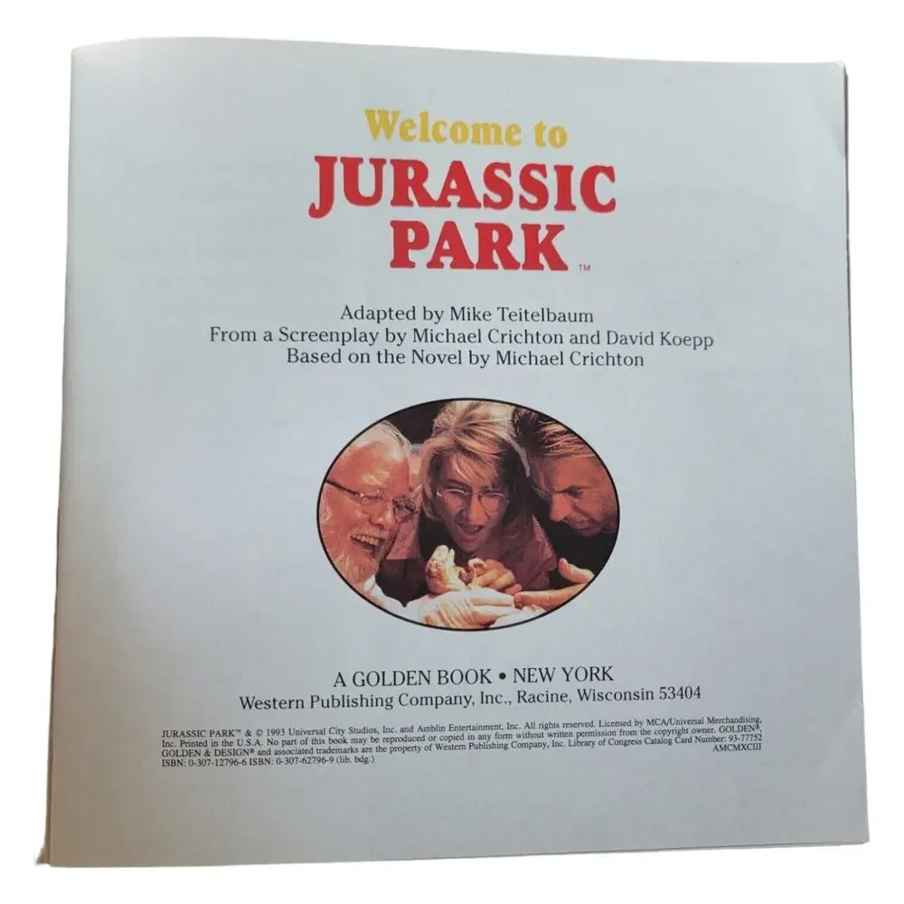 Welcome to Jurassic Park Golden Book Adapted by Mike Teitelbaum Retro 1993